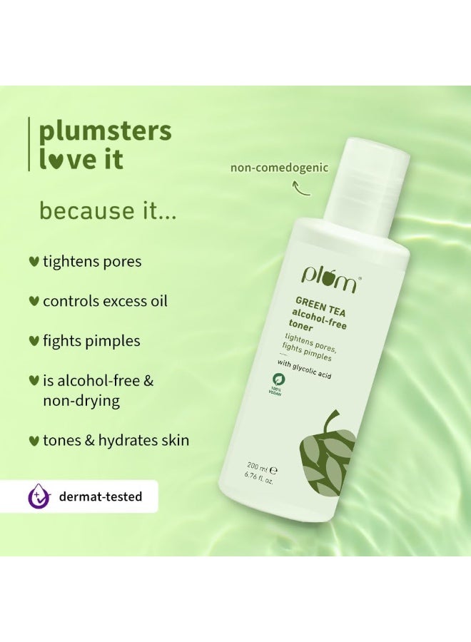 Plum Green Tea Alcohol-Free Face Toner For Oily,Acne-Prone Skin | Alcohol-Free | With Glycolic Acid|Tightens Pores | Controls Oil| Gently Exfoliates Dead Skin Cells | Non-Drying|100% Vegan | 200 ml - Image 2